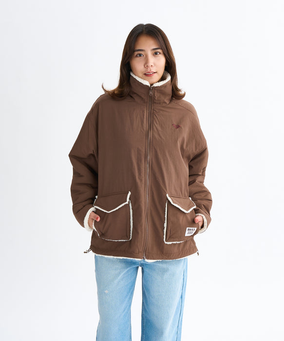 Roxy CHEER UP ウィメンズ リバーシブル ボアジャケット 撥水加工 <2025FW HEART WAVE HOLIDAYS>