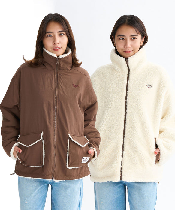 Roxy CHEER UP ウィメンズ リバーシブル ボアジャケット 撥水加工 <2025FW HEART WAVE HOLIDAYS>