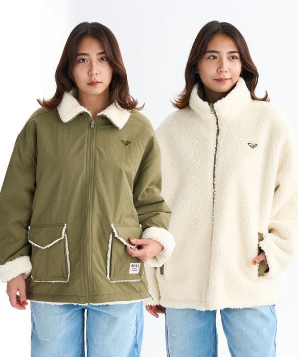 Roxy CHEER UP ウィメンズ リバーシブル ボアジャケット 撥水加工 <2025FW HEART WAVE HOLIDAYS>