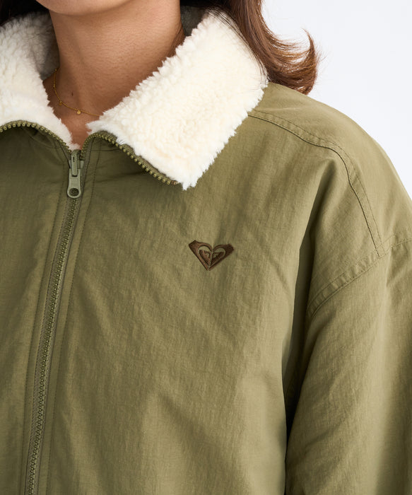 Roxy CHEER UP ウィメンズ リバーシブル ボアジャケット 撥水加工 <2025FW HEART WAVE HOLIDAYS>