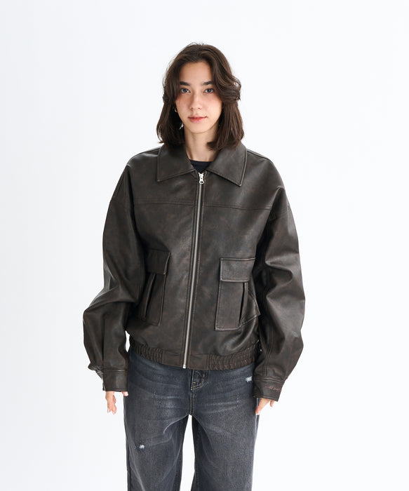 Roxy MY BEST ウィメンズ エコレザージャケット オーバーサイズ <2025FW WHAT'S IN YOUR HEART?>