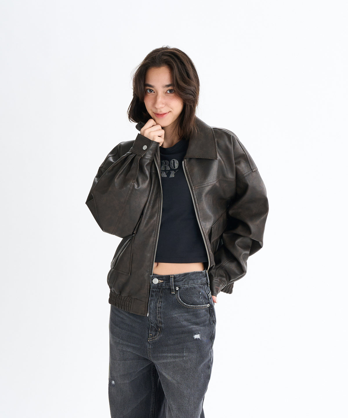 Roxy ロキシー ウィメンズ エコ レザージャケット オーバーサイズ Roxy MY BEST ウィメンズ エコレザージャケット オーバーサイズ &lt