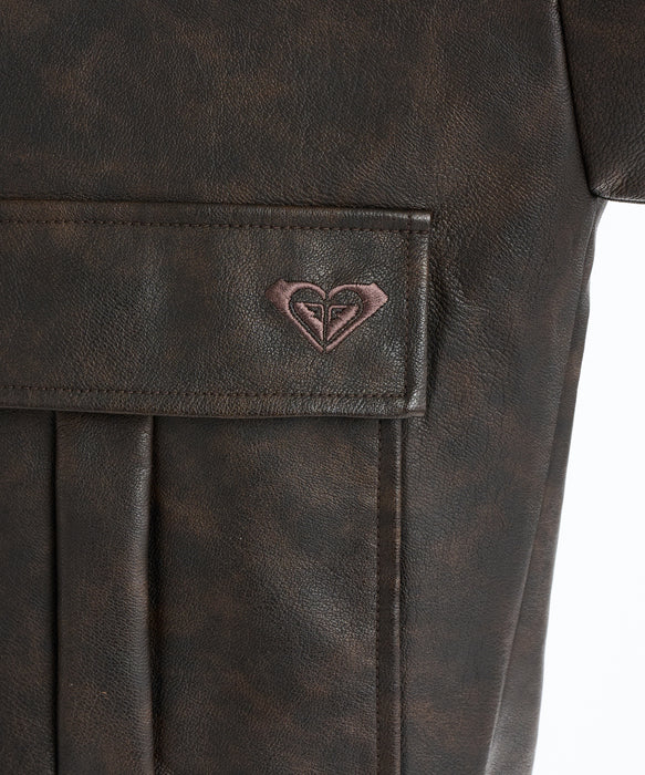 Roxy MY BEST ウィメンズ エコレザージャケット オーバーサイズ <2025FW WHAT'S IN YOUR HEART?>