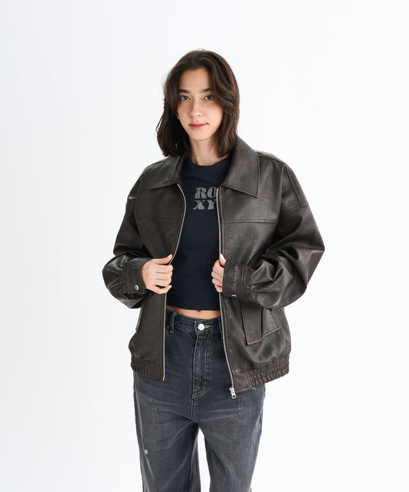 Roxy MY BEST ウィメンズ エコレザージャケット オーバーサイズ <2025FW WHAT'S IN YOUR HEART?>