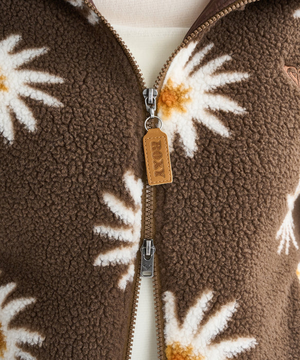 Roxy ALL DAY ウィメンズ フラワー柄 ボアジャケット 中綿 ダブルジップ