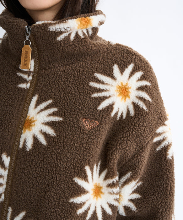 Roxy ALL DAY ウィメンズ フラワー柄 ボアジャケット 中綿 ダブルジップ