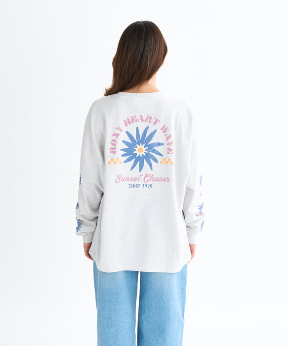 【OUTLET】Roxy BELLIS L/S TEE ウィメンズ 長袖Tシャツ バックプリント <2025FW HEART WAVE>