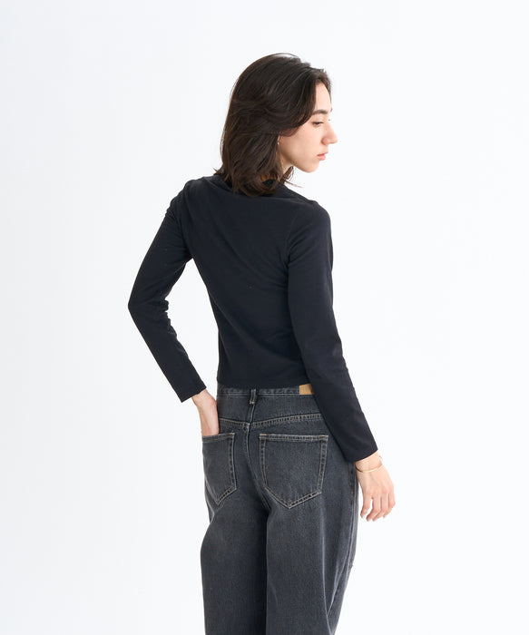 Roxy SPARKLY ウィメンズ タイトシルエット長袖Tシャツ ラインストーンロゴ <2025FW HEART WAVE>