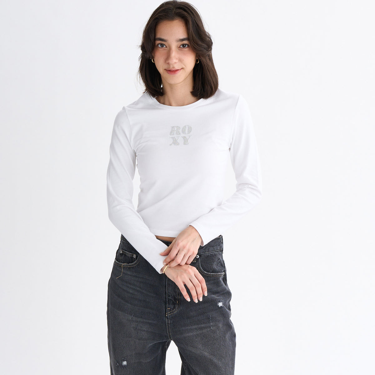 七篠ページ OUTLET】Roxy SPARKLY ウィメンズ タイトシルエット長袖Tシャツ ライン