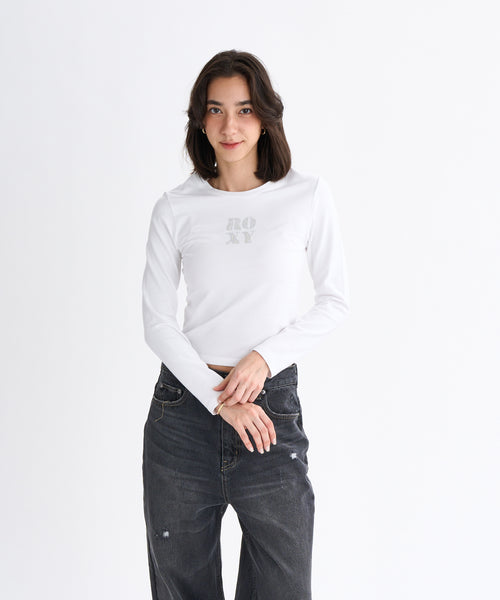Roxy SPARKLY ウィメンズ タイトシルエット長袖Tシャツ ラインストーン