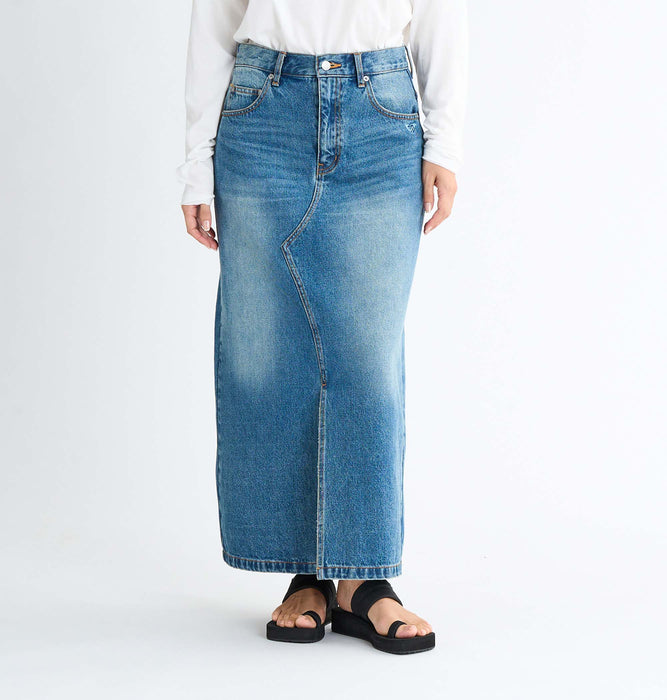 Roxy LIVED IN DENIM SKIRT ウィメンズ ロングスカート