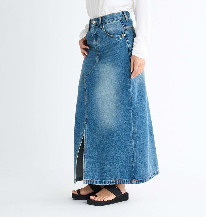 Roxy LIVED IN DENIM SKIRT ウィメンズ ロングスカート