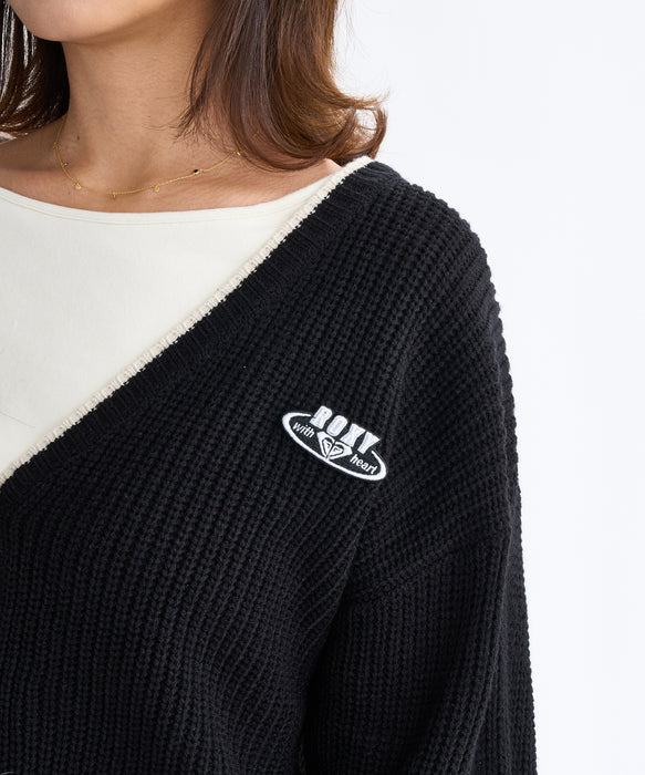 Roxy HORIZON CARDIGAN ウィメンズ ドロップショルダーカーディガン ミドルゲージ <2025FW HEART WAVE>