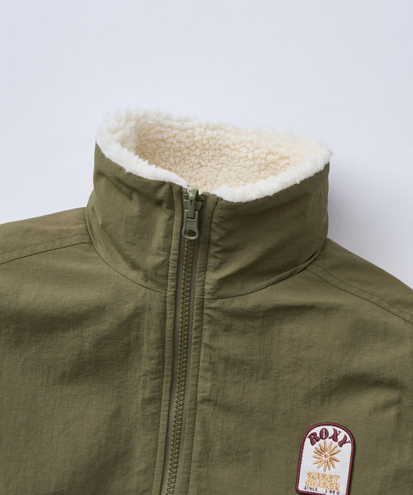 Roxy MINI CHEER UP キッズ ボア リバーシブルジャケット 撥水加工