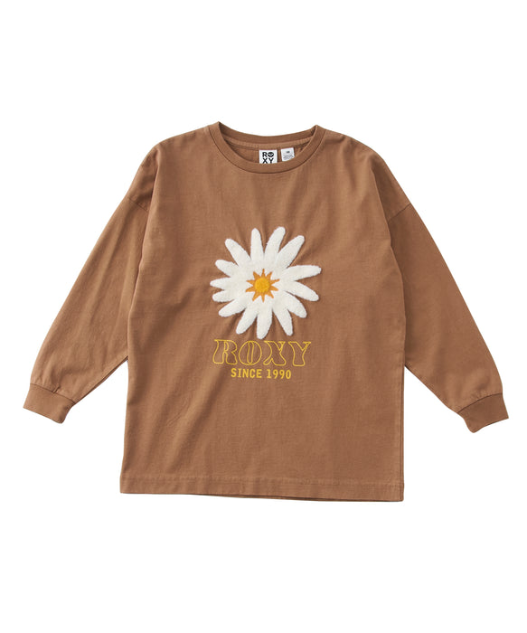 Roxy MINI BELLIS S/STEE キッズ フラワーモチーフ 長袖Tシャツ 袖口