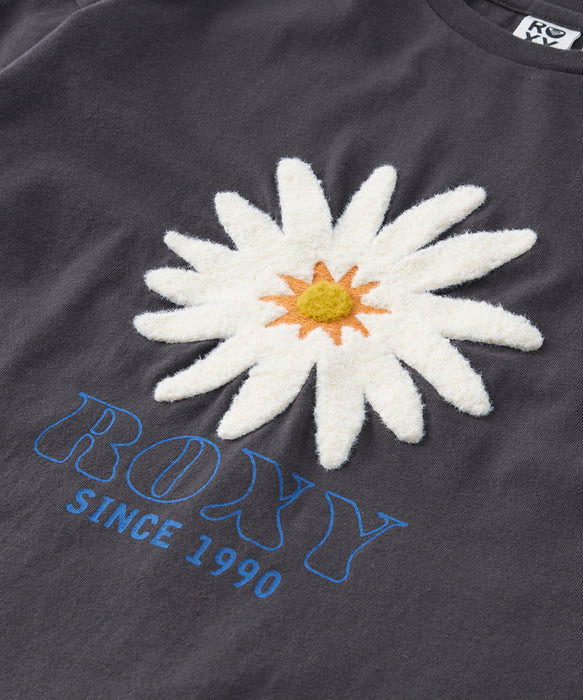 Roxy MINI BELLIS S/STEE キッズ フラワーモチーフ 長袖Tシャツ 袖口