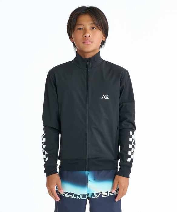 QUIKSILVER キッズ CHECKER ZIP YOUTH ジップラッシュガード 【2026年春夏モデル】 BLK / 160