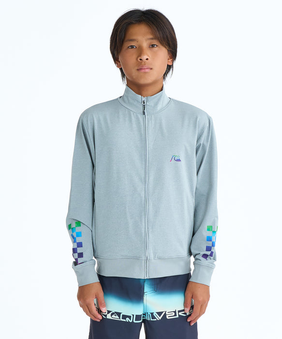 QUIKSILVER キッズ CHECKER ZIP YOUTH ジップラッシュガード 【2026年春夏モデル】 HTR / 160