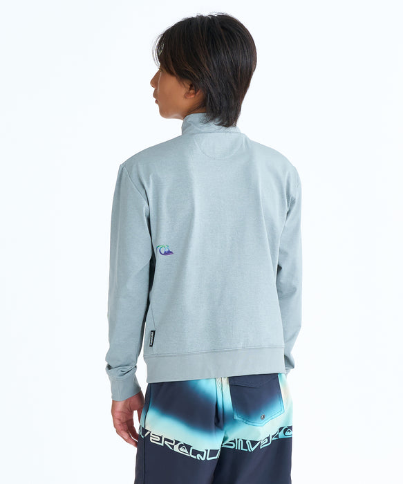 QUIKSILVER キッズ CHECKER ZIP YOUTH ジップラッシュガード 【2026年春夏モデル】 HTR / 160