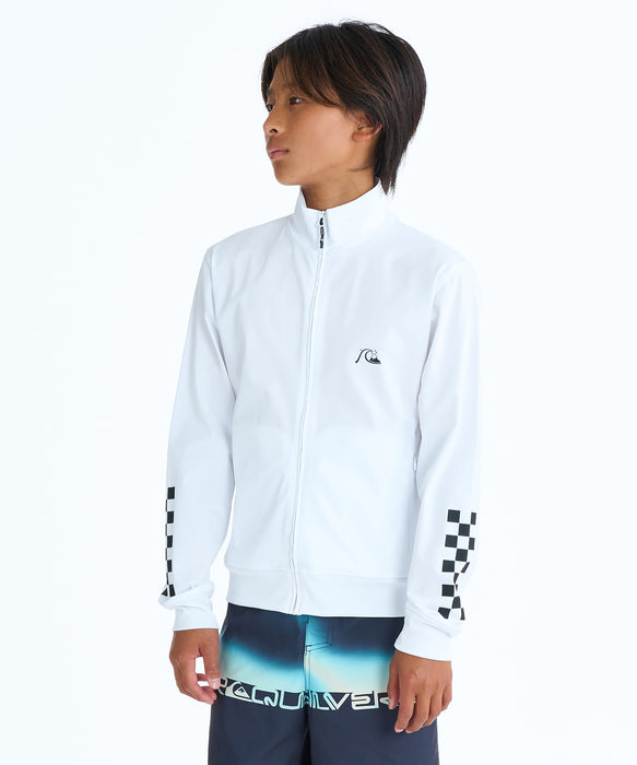 QUIKSILVER キッズ CHECKER ZIP YOUTH ジップラッシュガード 【2026年春夏モデル】 WHT / 160