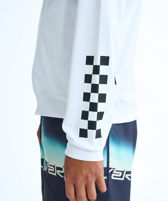 QUIKSILVER キッズ CHECKER ZIP YOUTH ジップラッシュガード 【2026年春夏モデル】 WHT / 160