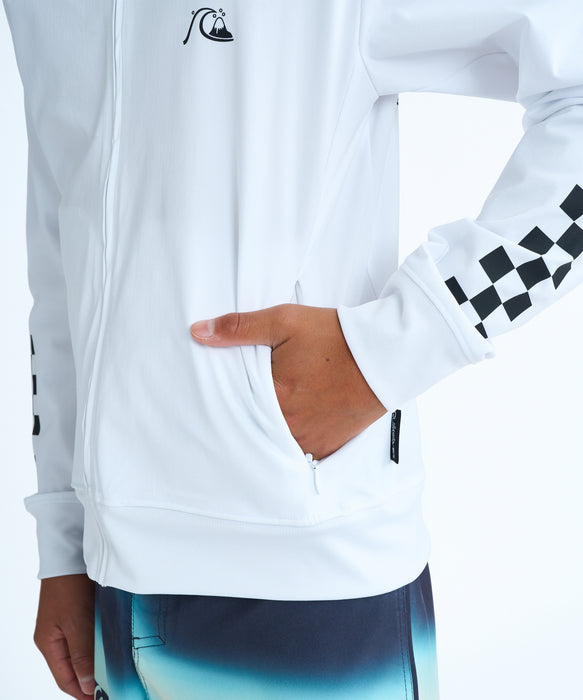 QUIKSILVER キッズ CHECKER ZIP YOUTH ジップラッシュガード 【2026年春夏モデル】 WHT / 160