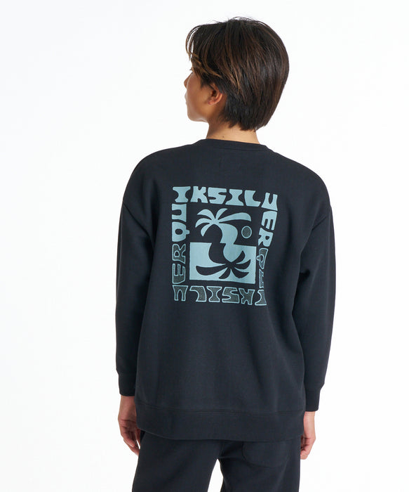 QUIKSILVER キッズ SALT WATER PALM RISE SWEAT CREW YOUTH トレーナー 【2026年秋冬モデル】 BLK / 160