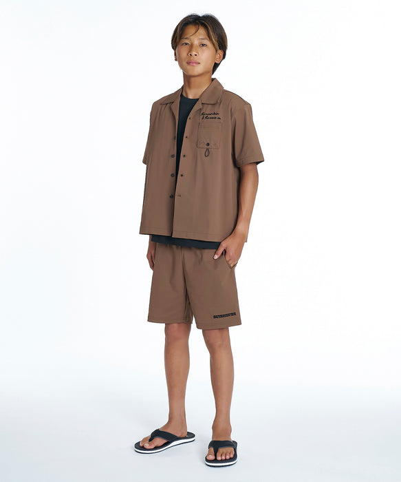 QUIKSILVER キッズ SIGN OPEN SHIRT YOUTH 半袖シャツ 【2026年夏モデル】 BRN / 160