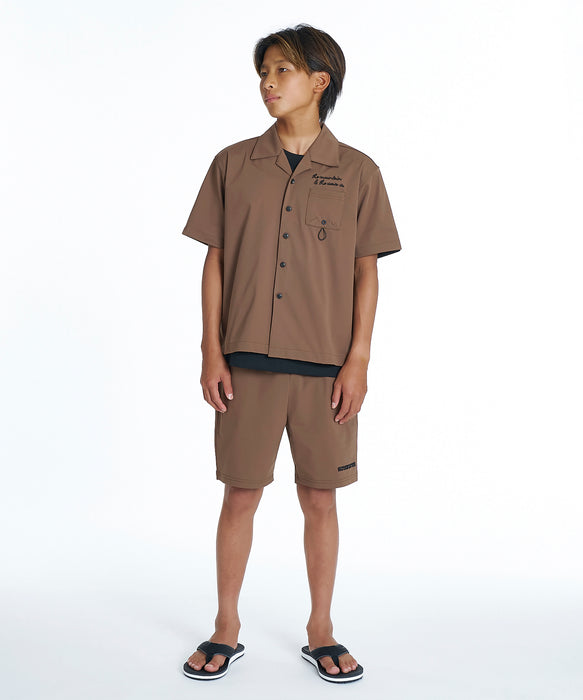 QUIKSILVER キッズ SIGN OPEN SHIRT YOUTH 半袖シャツ 【2026年夏モデル】 BRN / 160