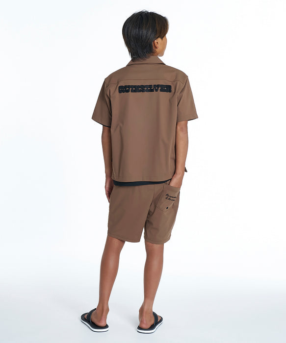 QUIKSILVER キッズ SIGN OPEN SHIRT YOUTH 半袖シャツ 【2026年夏モデル】 BRN / 160