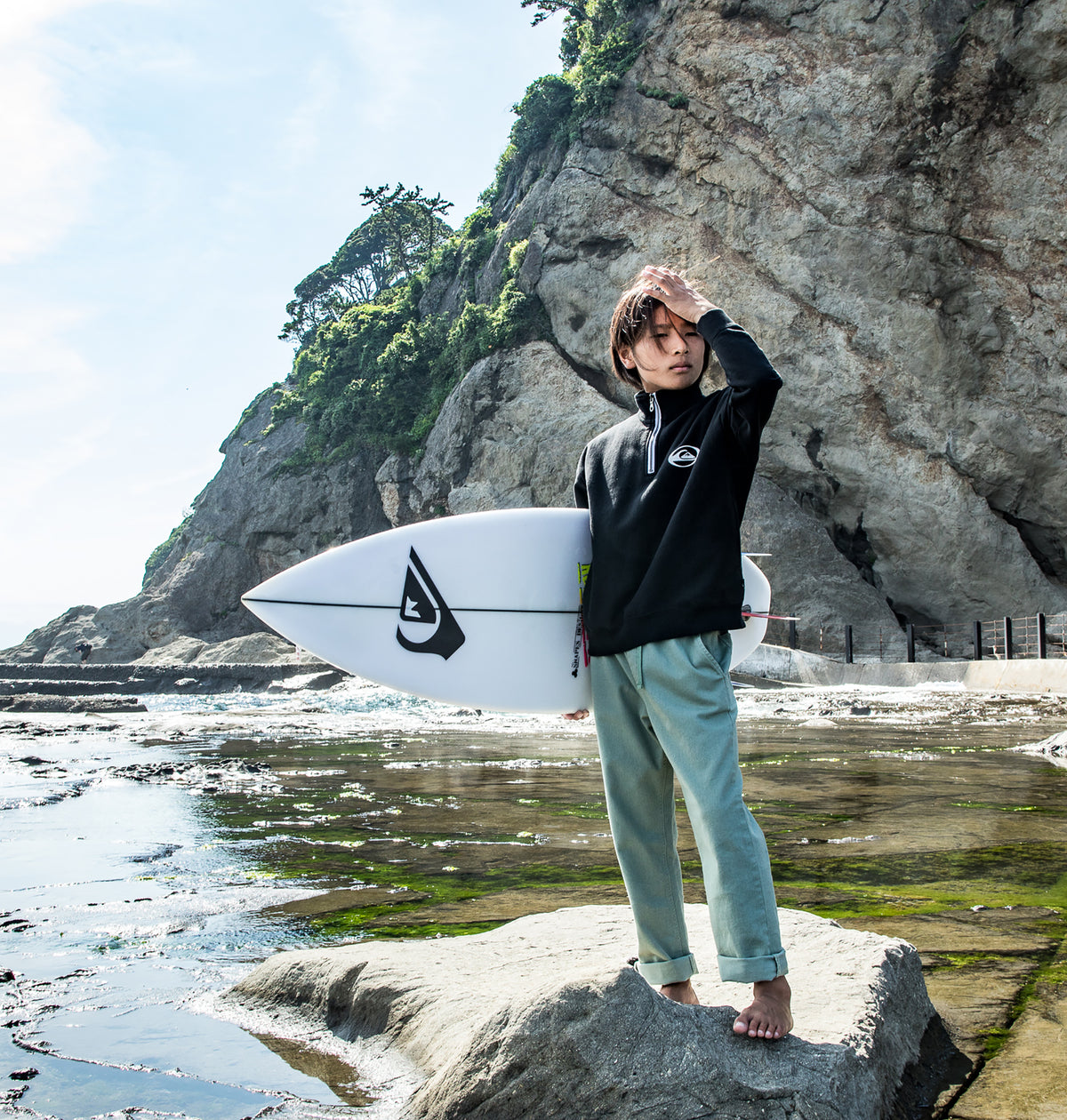 OUTLET】QUIKSILVER キッズ・ユース SATURN HALF ZIP SWEAハーフジップ