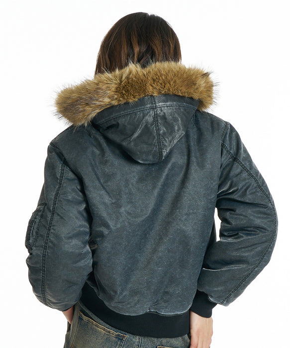 DC SHOES ウィメンズ 26 WS FUR HOOD FLIGHT JACKET ジャケット 【2026年秋冬モデル】 BLK / L