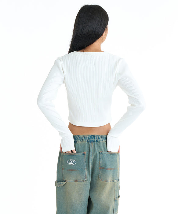 DC SHOES ウィメンズ 26 WS TELECO SHORT LS クロップド丈 ロンT 長袖T