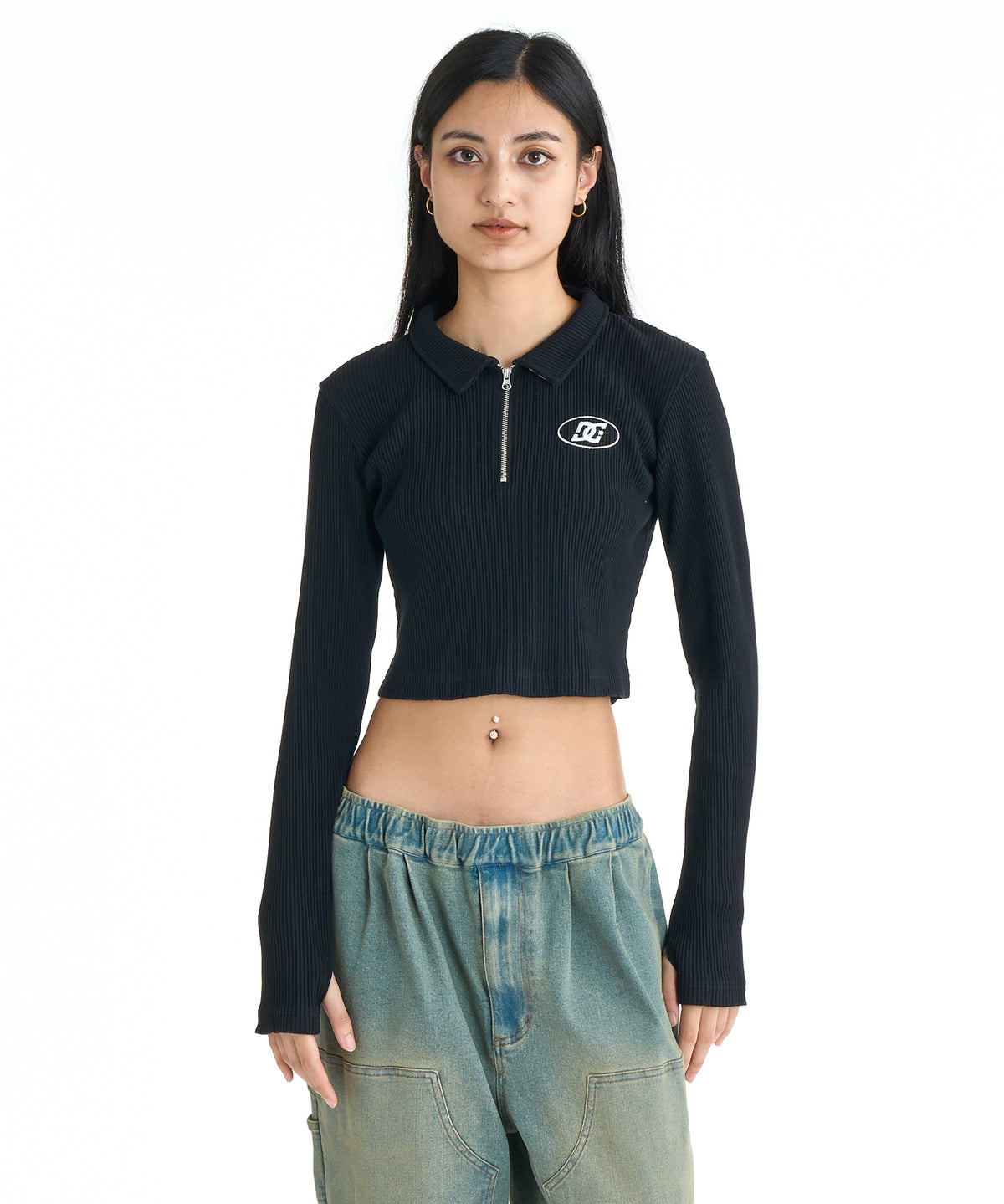 OUTLET】DC SHOES ウィメンズ 26 WS TELECO SHORT POLO LS クロップド