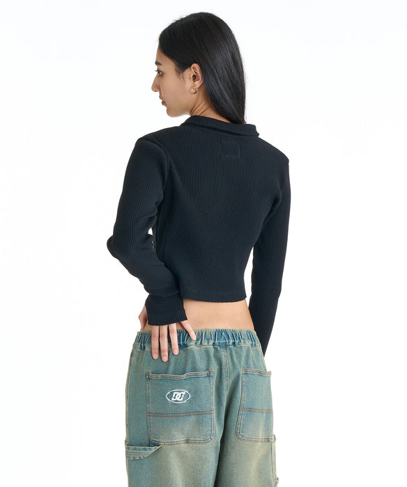 DC SHOES ウィメンズ 26 WS TELECO SHORT P クロップド丈 ポロシャツ 【2026年春夏モデル】 BLK / M