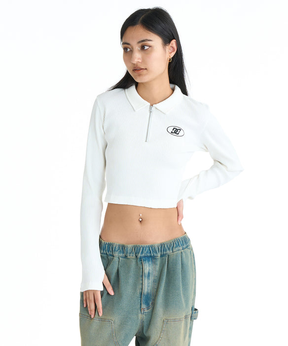 DC SHOES ウィメンズ 26 WS TELECO SHORT P クロップド丈 ポロシャツ 【2026年春夏モデル】 WHT / M