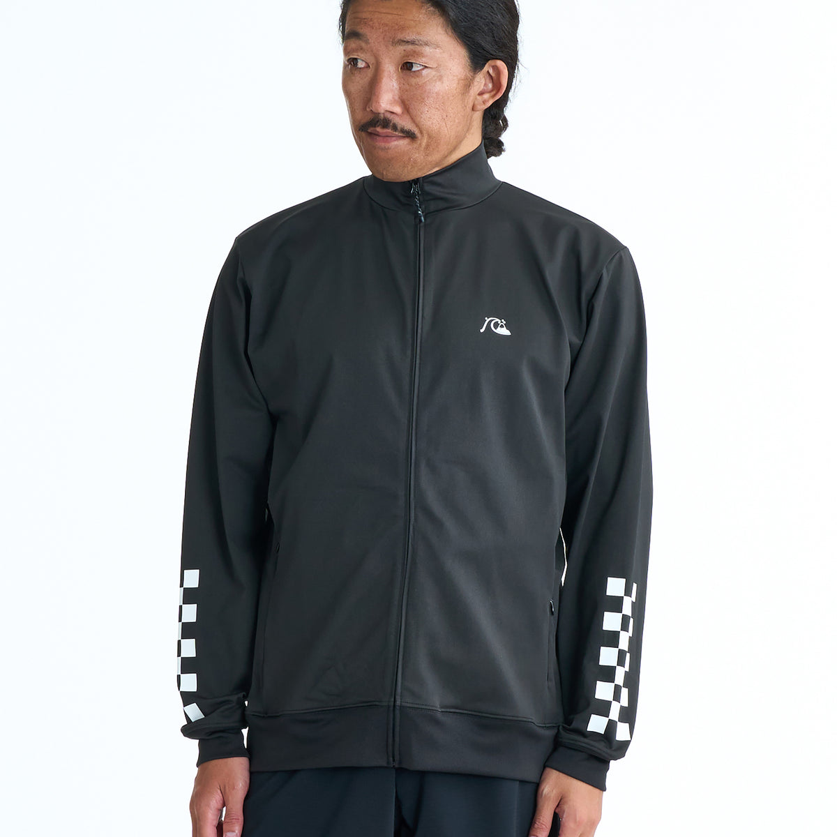 QUIKSILVER メンズ CHECKER ZIP 長袖ラッシュガード UPF50+ 接触冷感