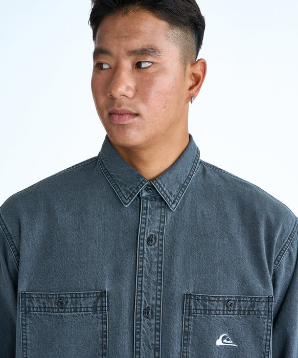 QUIKSILVER メンズ DENIM WASH SH 長袖シャツ 【2026年春夏モデル】 GRY / XL