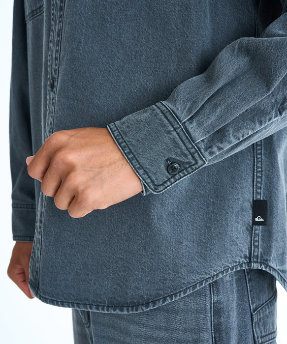 QUIKSILVER メンズ DENIM WASH SH 長袖シャツ 【2026年春夏モデル】 GRY / XL
