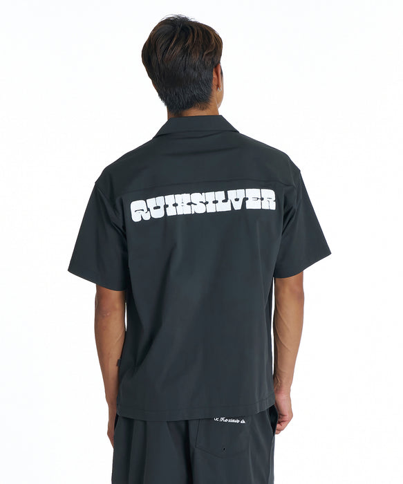 QUIKSILVER メンズ SIGN OPEN SHIRT 半袖シャツ 接触冷感 速乾 UPF50+
