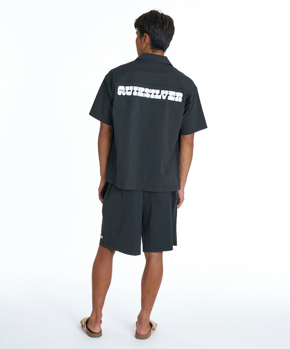 QUIKSILVER メンズ SIGN OPEN SHIRT 半袖シャツ 【2026年夏モデル】 BLK / XL