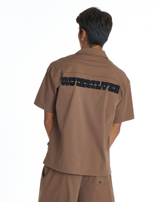 QUIKSILVER メンズ SIGN OPEN SHIRT 半袖シャツ 【2026年夏モデル】 BRN1 / XL