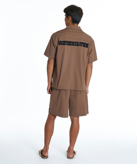 QUIKSILVER メンズ SIGN OPEN SHIRT 半袖シャツ 【2026年夏モデル】 BRN1 / XL