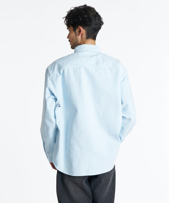 QUIKSILVER メンズ DNA OX WASH BD SHIRTS 長袖シャツ 【2026年秋冬モデル】 SAX / XL