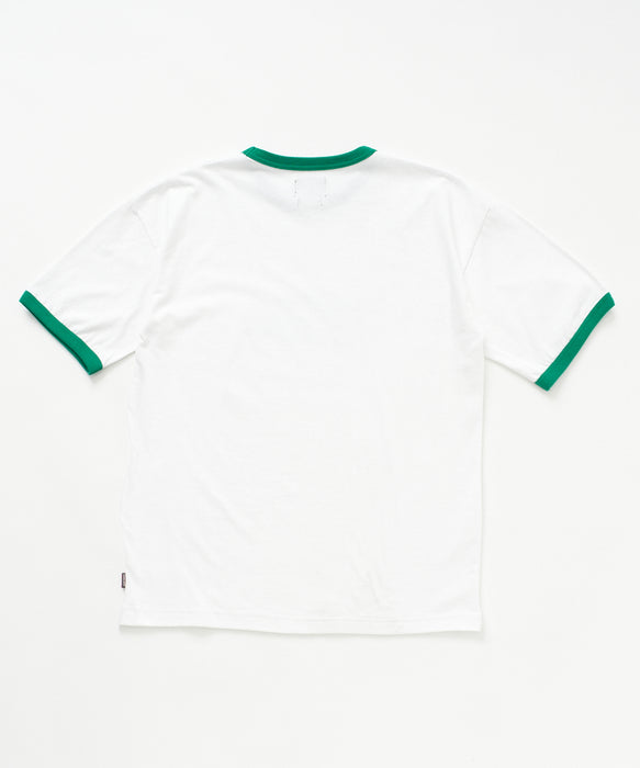 <QUIKSILVER X DOGTOWN> メンズ DTQS PG HORRORSCRIPT RINGER ST 半袖コットンTシャツ ルーズフィット【2026年夏モデル】