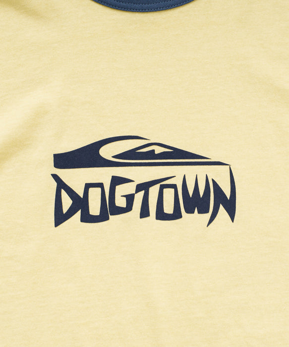 <QUIKSILVER X DOGTOWN> メンズ DTQS PG HORRORSCRIPT RINGER ST 半袖コットンTシャツ ルーズフィット【2026年夏モデル】