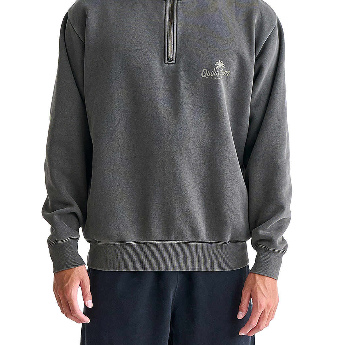 OUTLET】Quiksilver PALM SCRIPT HALF ZIP SWEAT 裏起毛 ハーフジップ