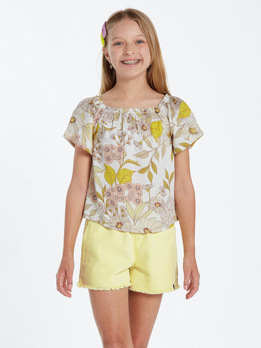 【OUTLET】VOLCOM Girls Happy Cloud Short Sleeve - Multi