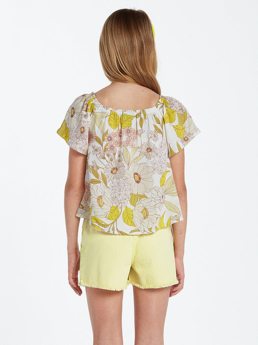 【OUTLET】VOLCOM Girls Happy Cloud Short Sleeve - Multi