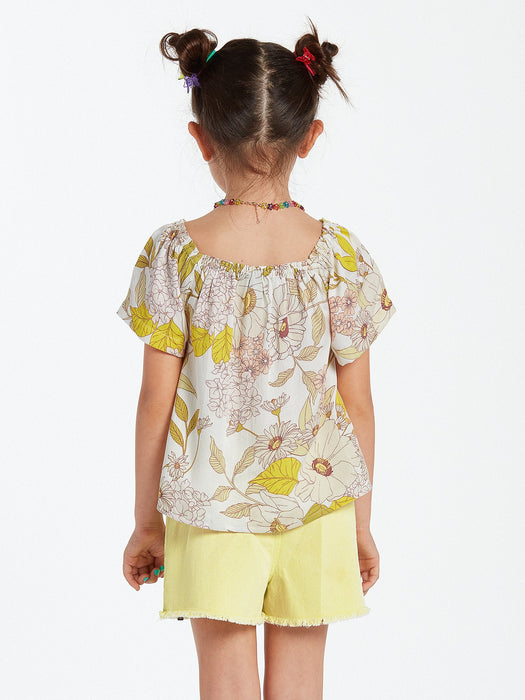 【OUTLET】VOLCOM Girls Happy Cloud Short Sleeve - Multi